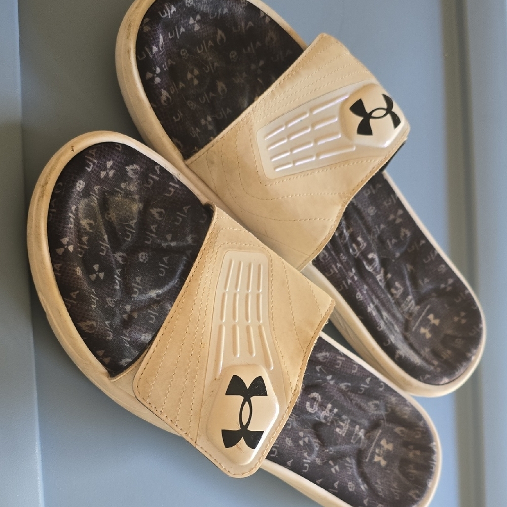 Under Armour Cream Slide Sandals